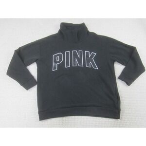 PINK Sweatshirt Womens Small Black‎ Pullover Boyfriend Sweater Victoria Secret